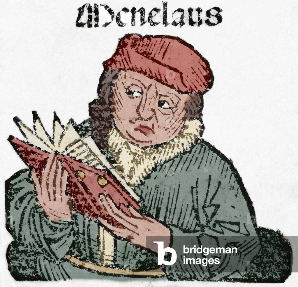 Menelaus, King of Sparta, Portrait (engraving), 16th century (colour engraving).