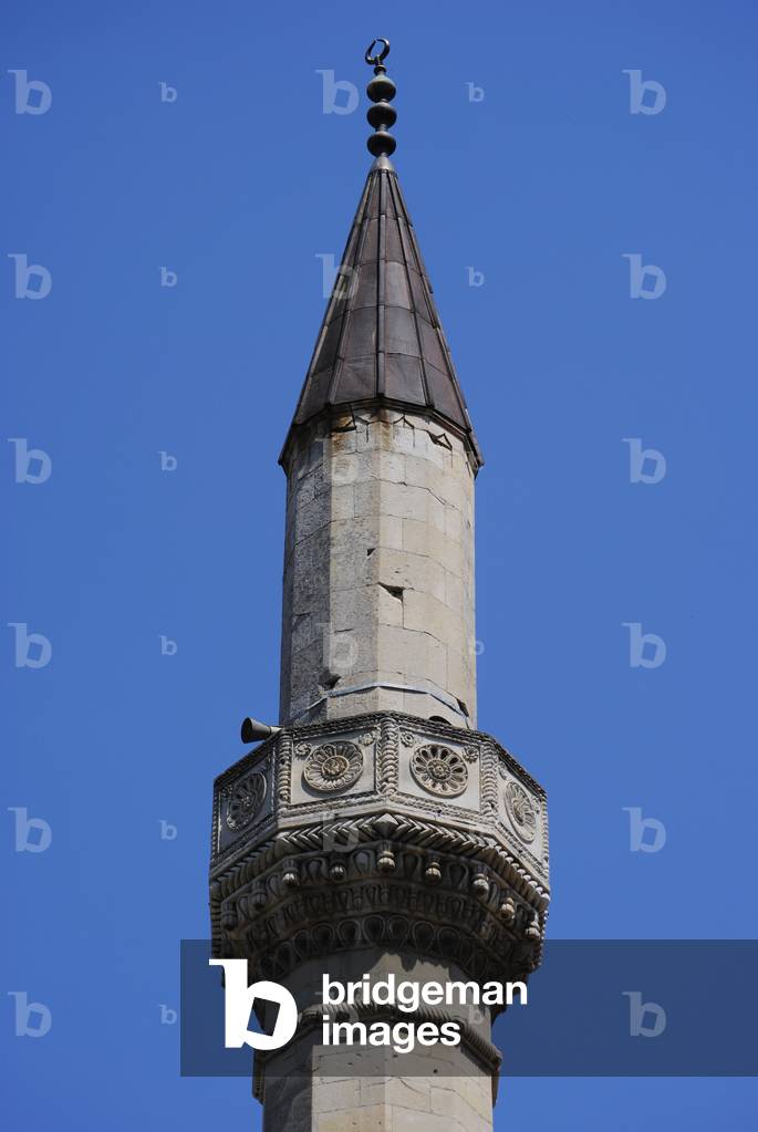 Detail of the minaret from the Big Khan Mosque, Khan's Palace, Bakhchisaray, Autonomous Republic of Crimea, Ukraine (photo)
