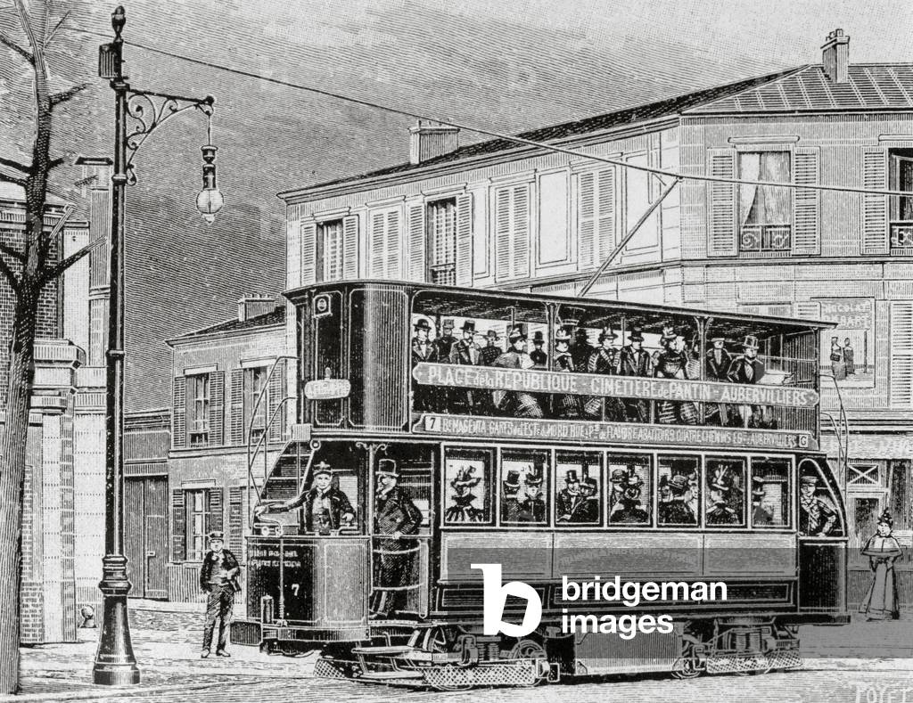 Electric tram (engraving)