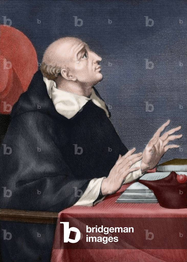 Juan de Torquemada (1388-1468). Engraving. COLOURed. Spain