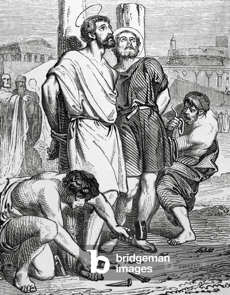 Saint Mark and Saint Marcellin. 3rd century. Martyrs. Engraving.