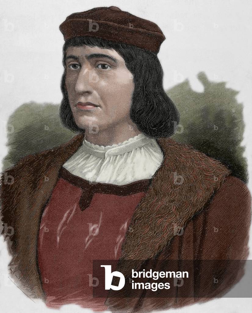 Diogo Cao, Portuguese navigator and explorer, 19th century (colour engraving)