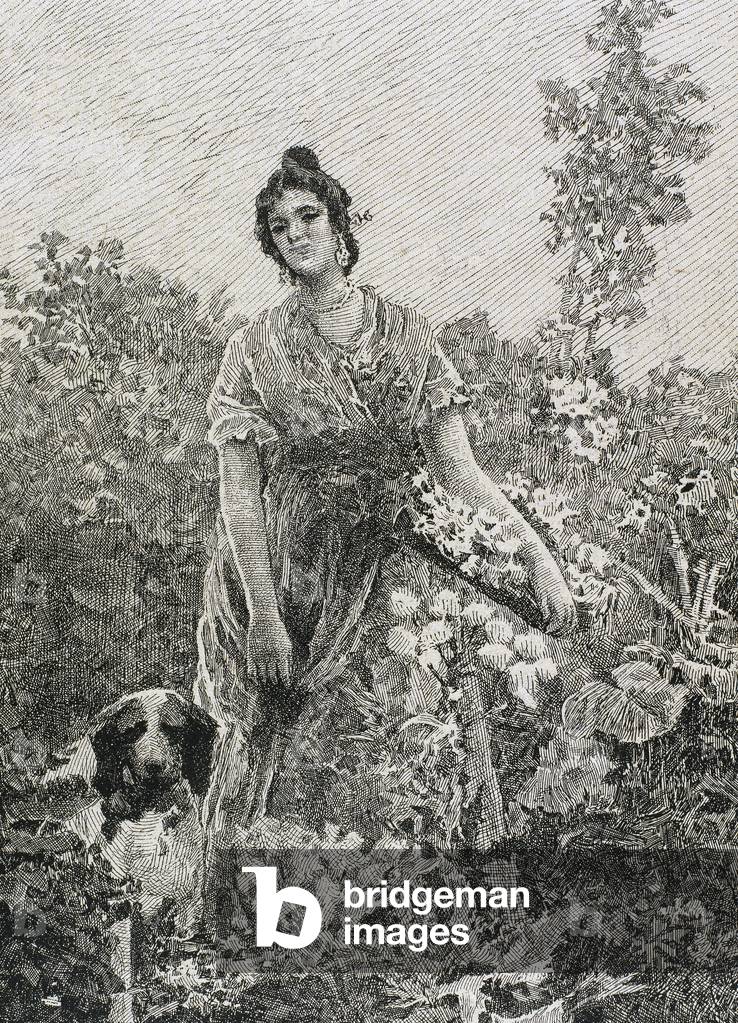 Valencia gardener. Engraving by Di_guez, 1867. 