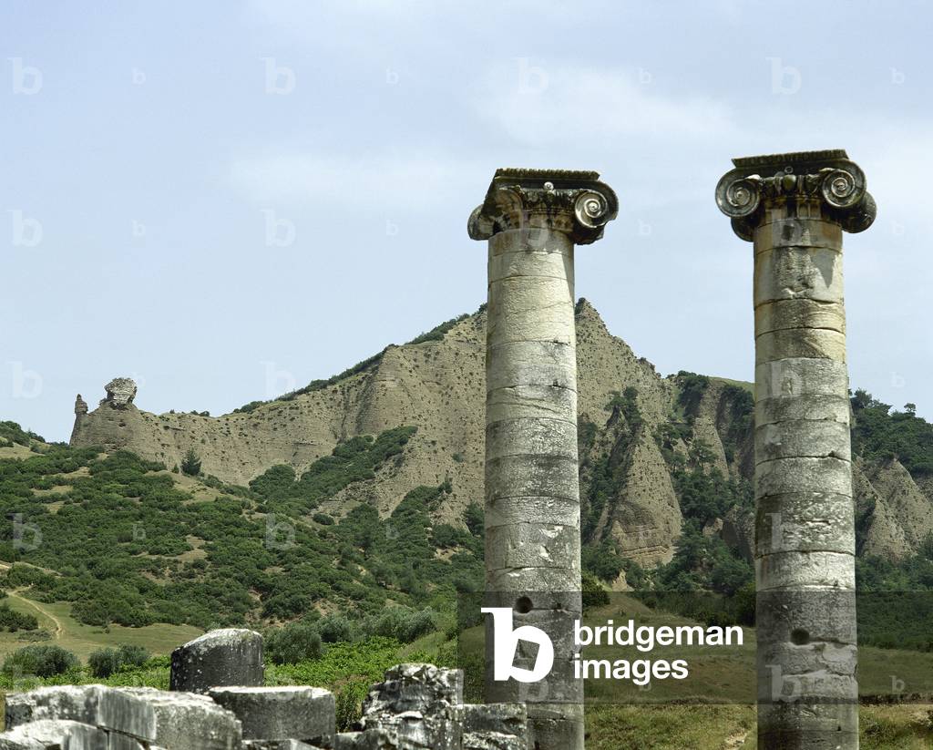 Turkey, Sardis, Temple of Artemis, Ruins Ionic columns