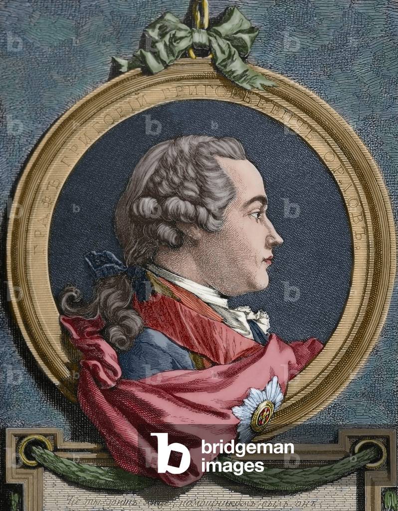 Grigoryevic Grigorij Orlov (1734-1783). Military and Russian statesman. Portrait (colour engraving)