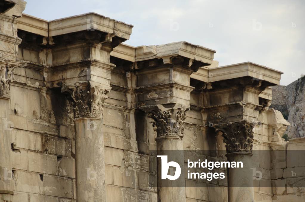 Hadrian's Library, detail of the North side of the Acropolis of Athens, Greece (photo)