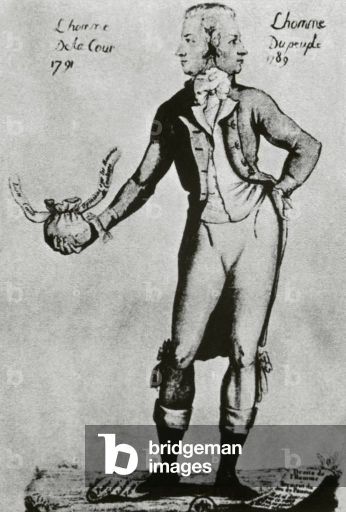 The ambiguity of Antoine Barnave, caricature, 18th century