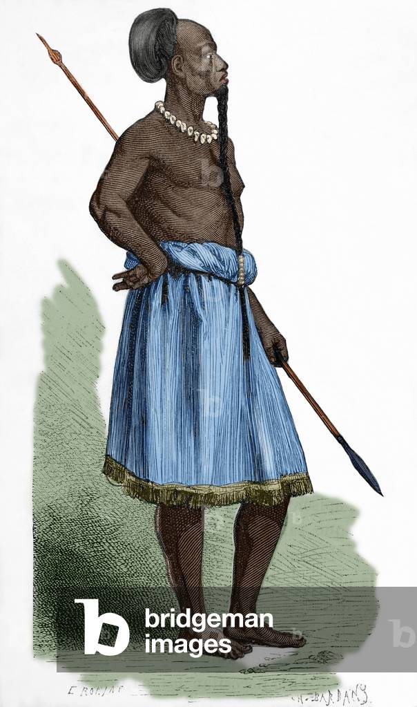 Central Africa. Expedition of Stanley. Kitete, chief of Mpungu. 1887 (Engraving)