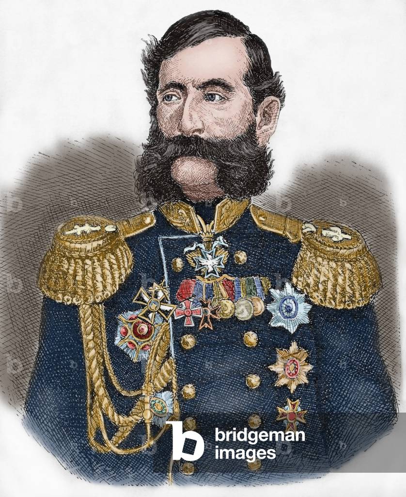 Mikhail Loris-Melikov (1826-1888). Engraving. coloured.