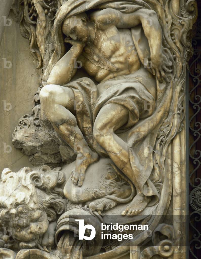 Spain. Valencia. Palace of the Marques de Dos Aguas. Relief of Atlante by Ignacio Vergara. 18th C.