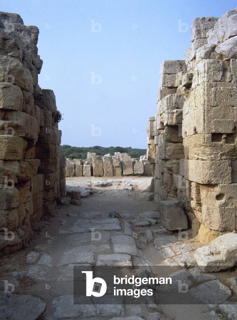 Interior of northern gateway to the walled enclosure of the Acropolis of Selinunte, Sicily, Italy