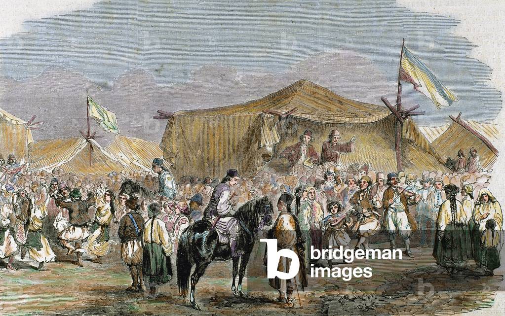 Cuza, Alexander John (Husi ,1820-Heidelberg, 1873). Prince of Romania (1859-1866).  Country feast.