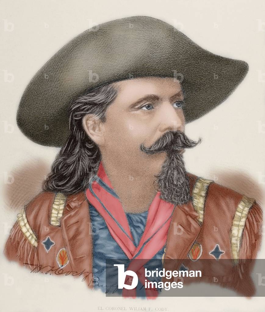 Portrait of Buffalo Bill from Illustration, 1890 (engraving)