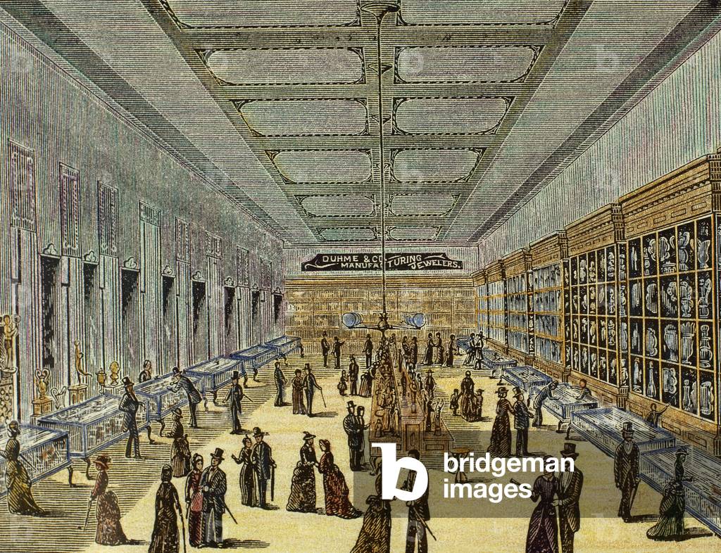 Inside view of a Jewellerr, Cincinnati, United States, 1876  (coloured engraving)  (photo)
