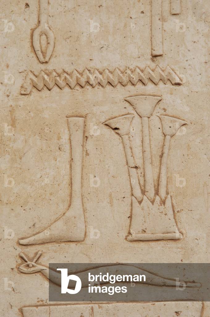 Hieroglyph. Temple of Hatshepsut. Deir el-Bahari. Egypt.
