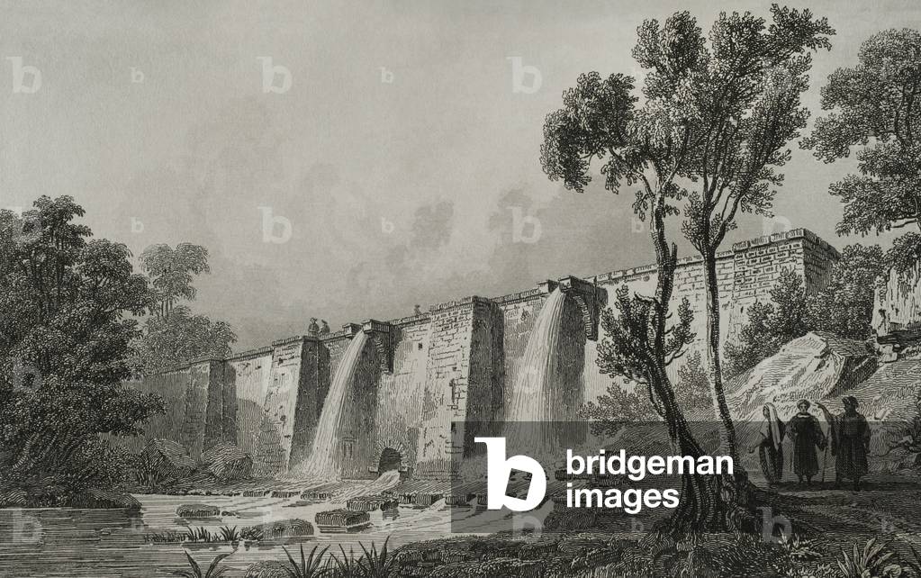 Turkey. Constantinople (Istanbul). Artificial basin in the Belgrad Forest. Engraving, 19th century.