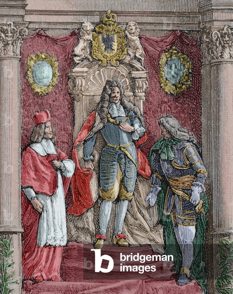 Leopold I (1640-1705). Holy Roman Emperor, King of Hungary and Croatia and King of Bohemia (colour engraving)