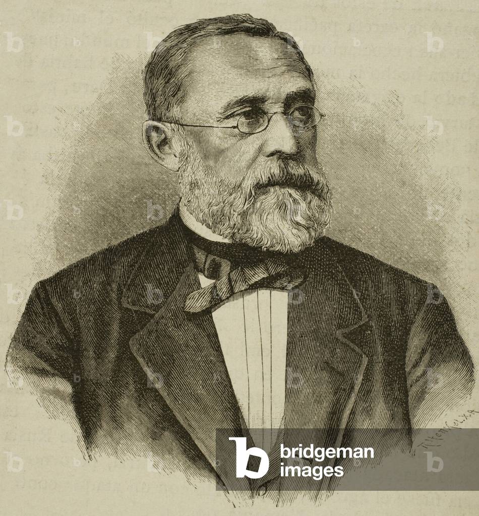 Portrait of Rudolf Virchow, engraving by R. Henkel in 