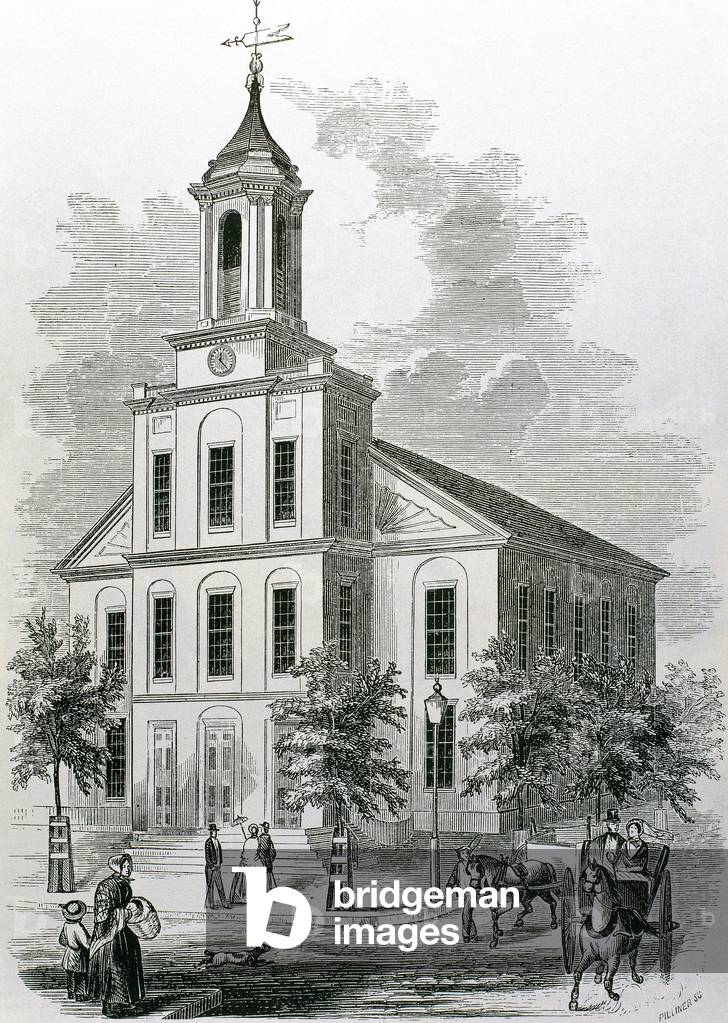 St. Charles' church. Boston. Massachusetts. United States. Nineteenth-century engraving.