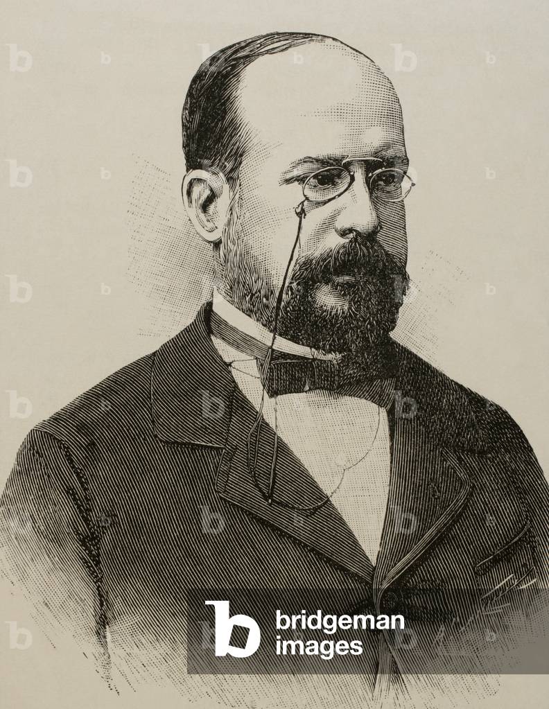 Eduardo Leon y Ortiz (19th century). Spanish professor at the Faculty of Sciences of the Central University. Engraving.