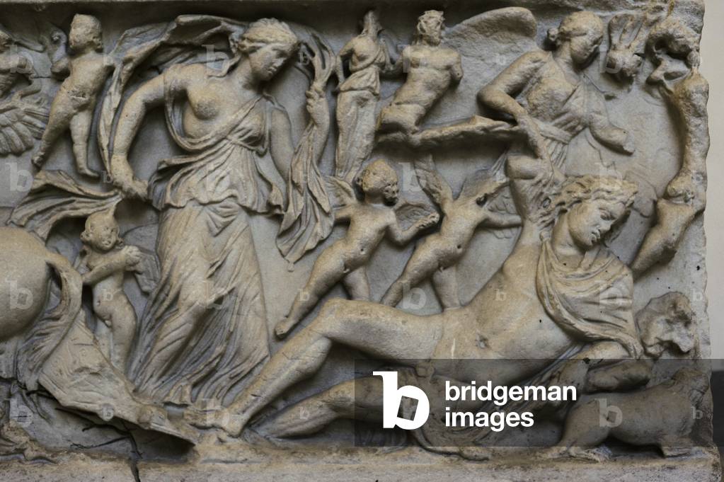 Roman Sarcophagus, Endymion and Selene (Artemis), Marble, 2nd century AD, Detail