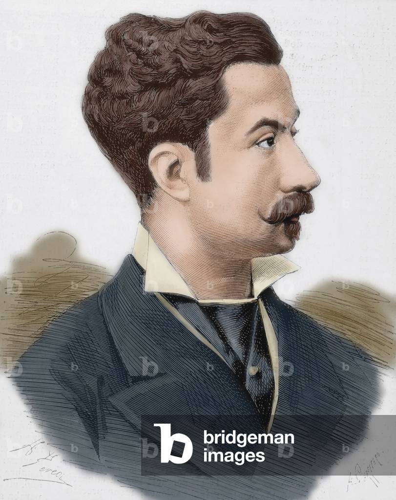 Luis Fernandez de Cordoba y Perez de Barradas (1851-1879). 16th Duke of Medinaceli. Portrait (colour engraving)
