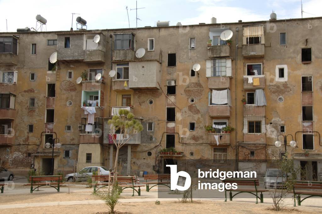 Tirana. Facade of houses.
