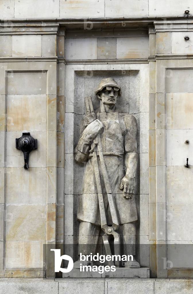 Poland. Warsaw. Socialist relief. Constitution Square.