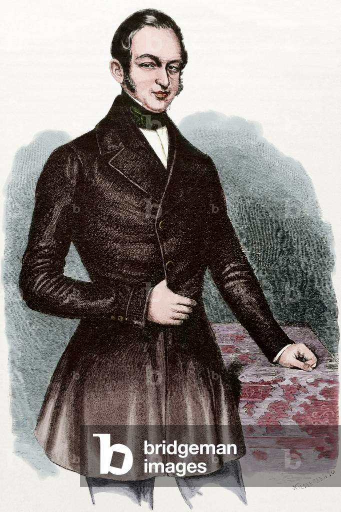 Adalbert von Ladenberg (1798-1855). Prussian political. Engraving. 19th century. COLOURed.