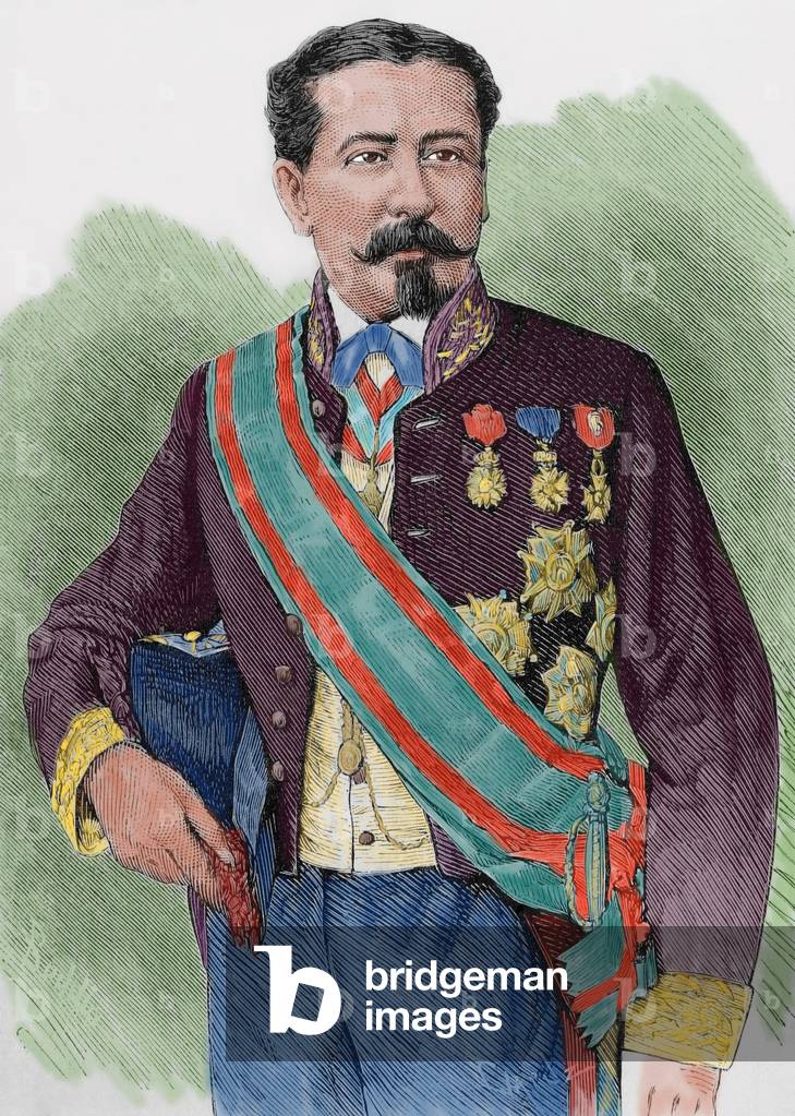 Eduardo Hipolito Pirel. Spanish politician. Engraving. Colored.