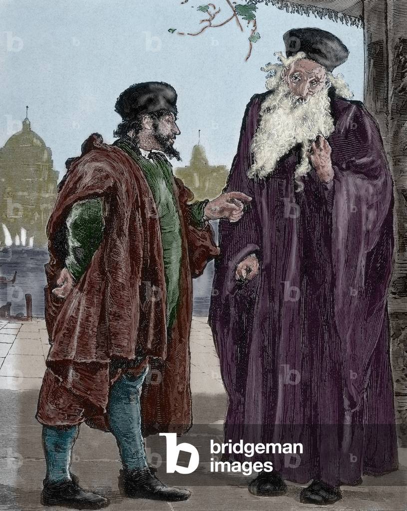 William Shakespeare (15641616). The Merchant of Venice. Shylock and Tubal. Engraving