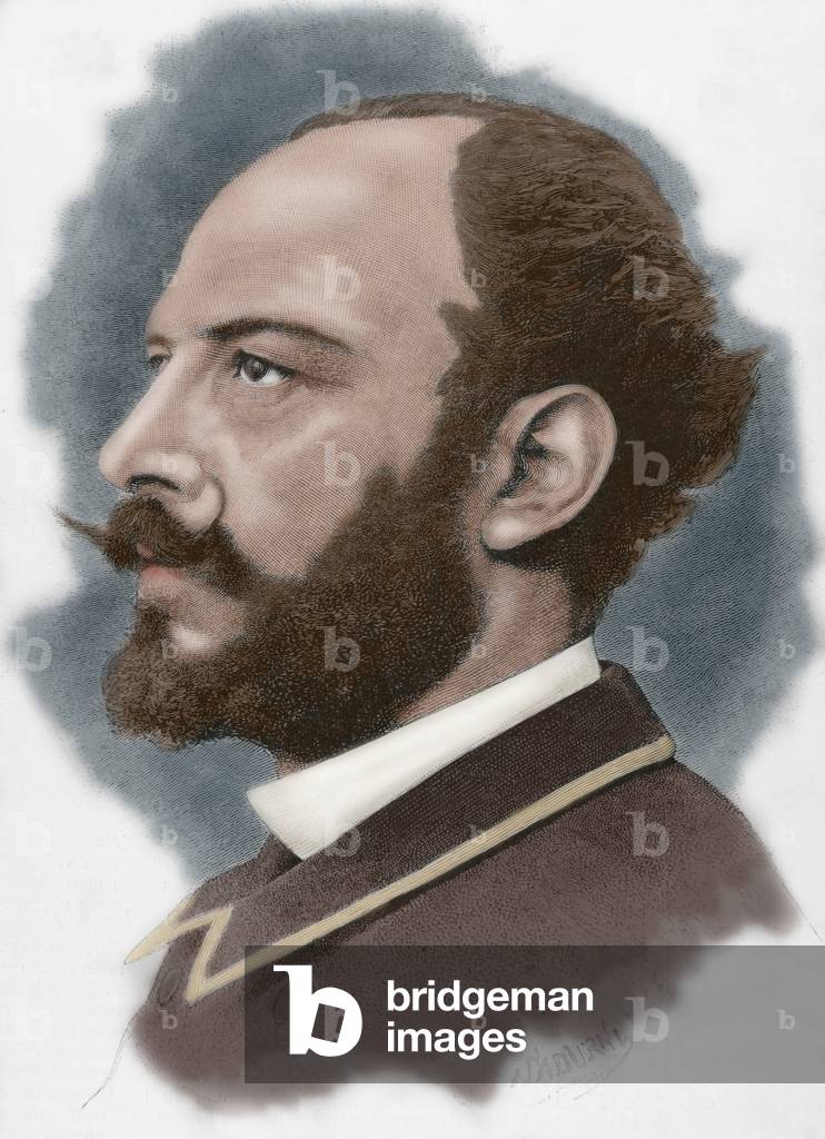 Baldomero Galofre (1846-1902), Spanish painter, Portrait (colour engraving)