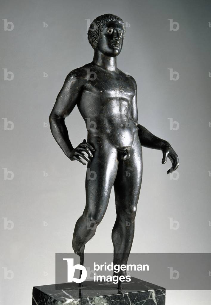Roman art. Statue of a young athlete. National Archaeological Museum. Madrid. Spain.