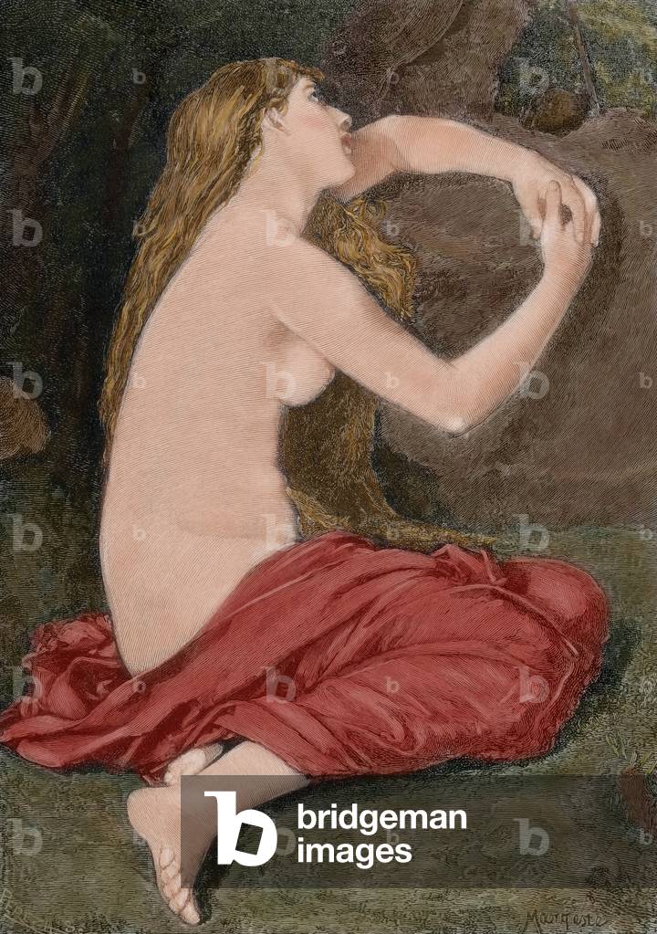 Repentant Mary Magdalene (colour engraving)