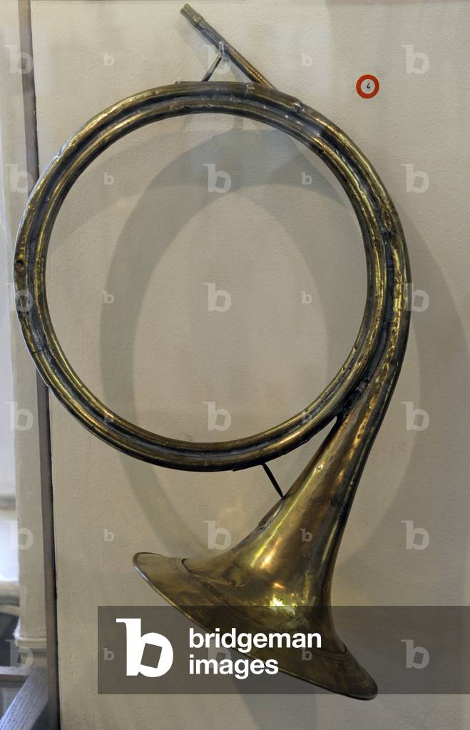 Horn. Brass instrument. Germany, 1747. Museum of History and Navigation. Riga. Latvia.