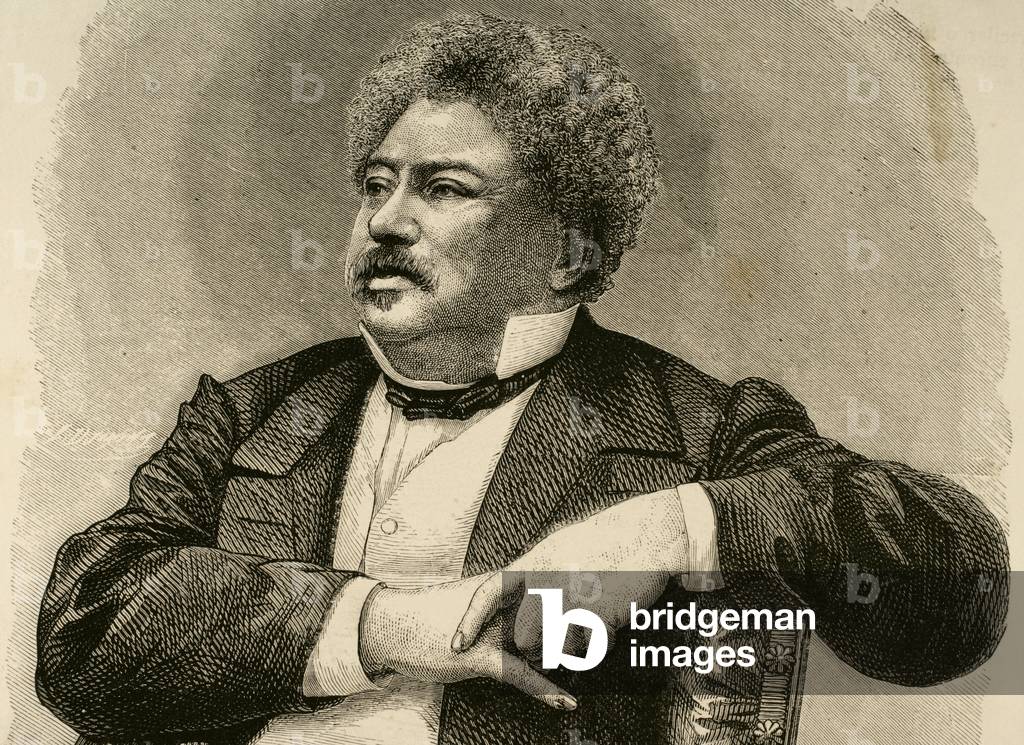 Portrait of Alexandre Dumas (1802-1870), French writer (engraving)