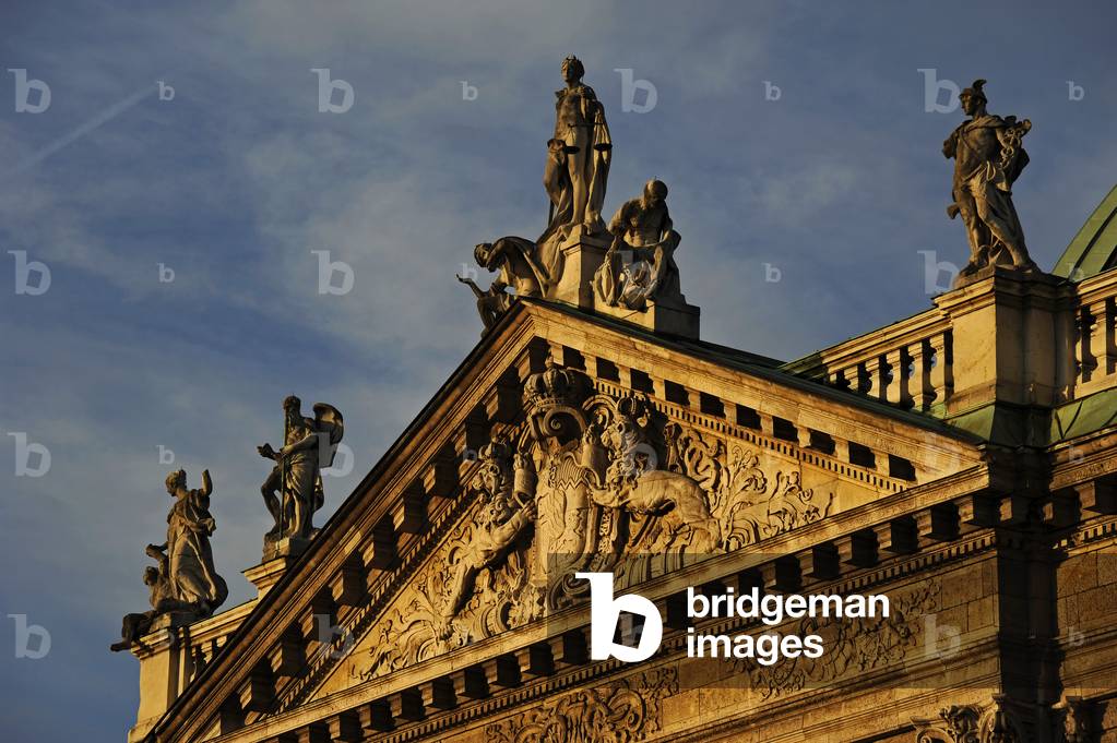 Germany. Munich. The Justizpalast Munich (Palace of Justice). Carved pediment.