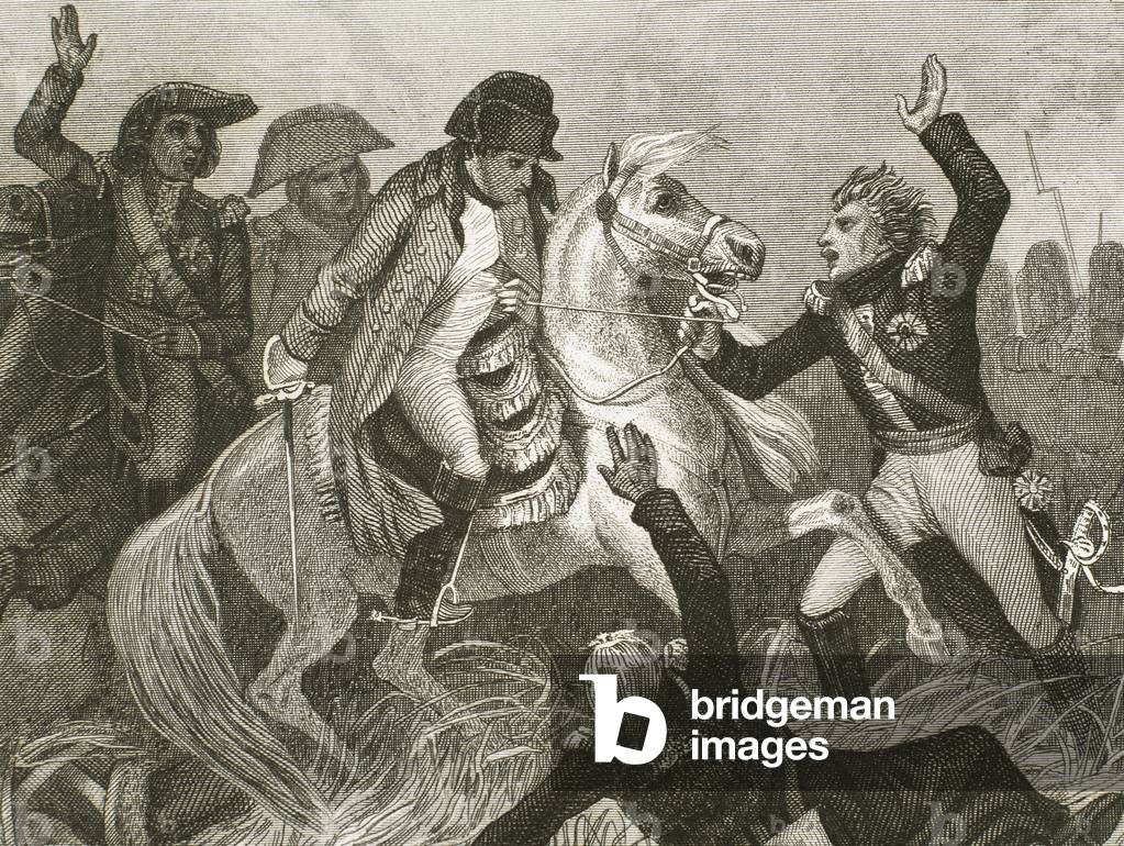 Napoleon Bonaparte (1769-1821),Battle of Waterloo, 18th June 1814 (engraving)