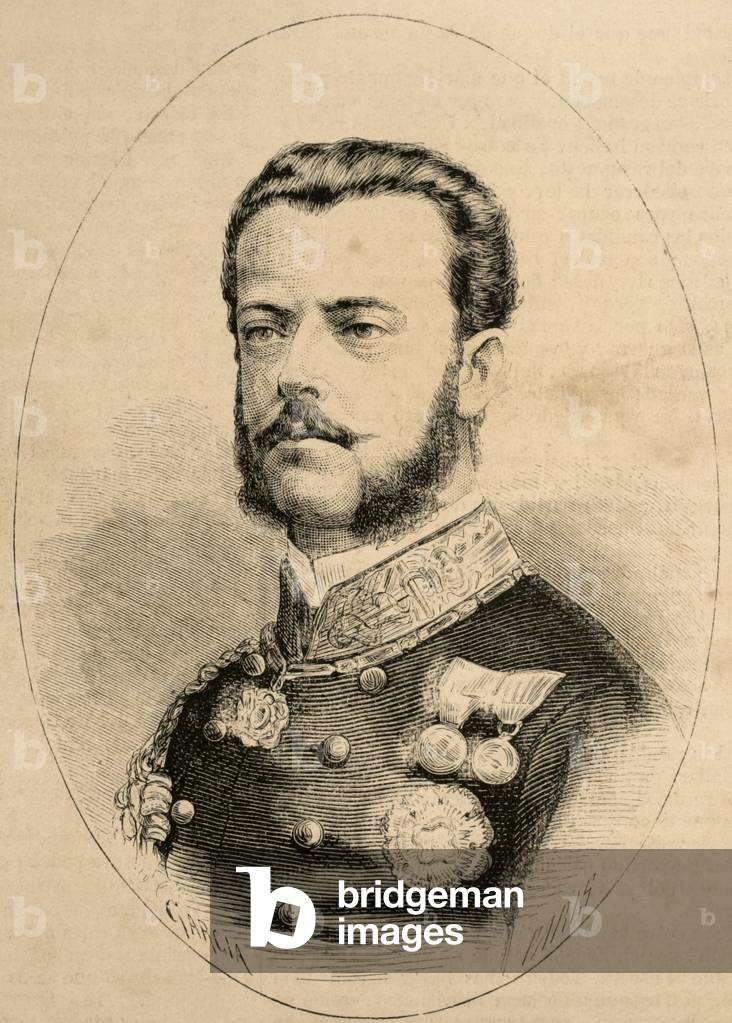 King Amadeo I of Spain (1845-1890). Engraving.