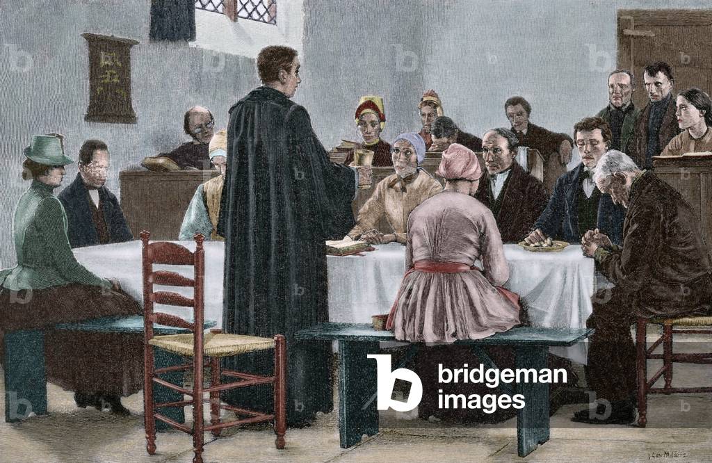 United States of America. 19th century. The Communion. Engraving by Jonnard from a picture of the American painter Gari Melchers (1860-1934). 