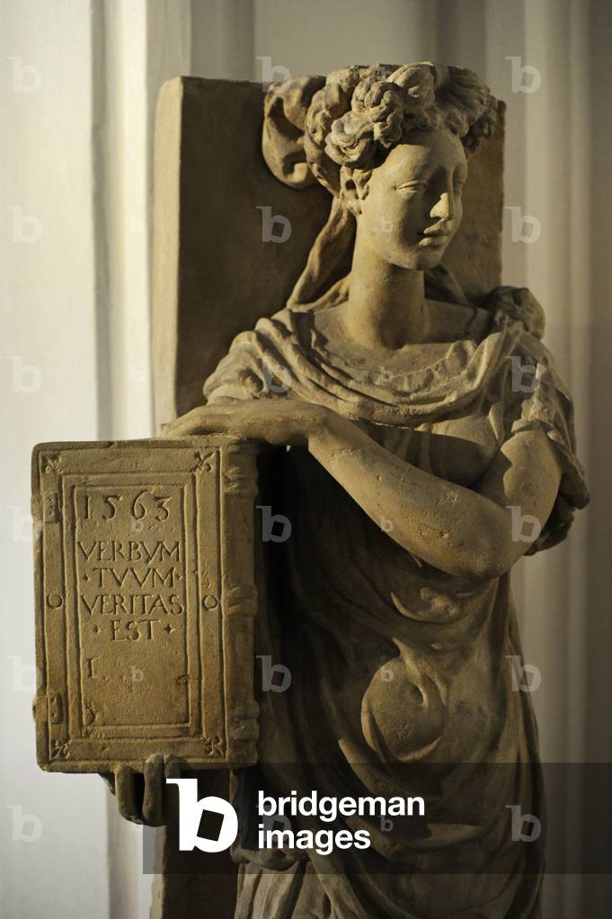 Fides, An allegory of faith, Hendrick van Linth and Cornelius Brun (?), A caryatid from Gdansk, 1563, Sandstone, Poland