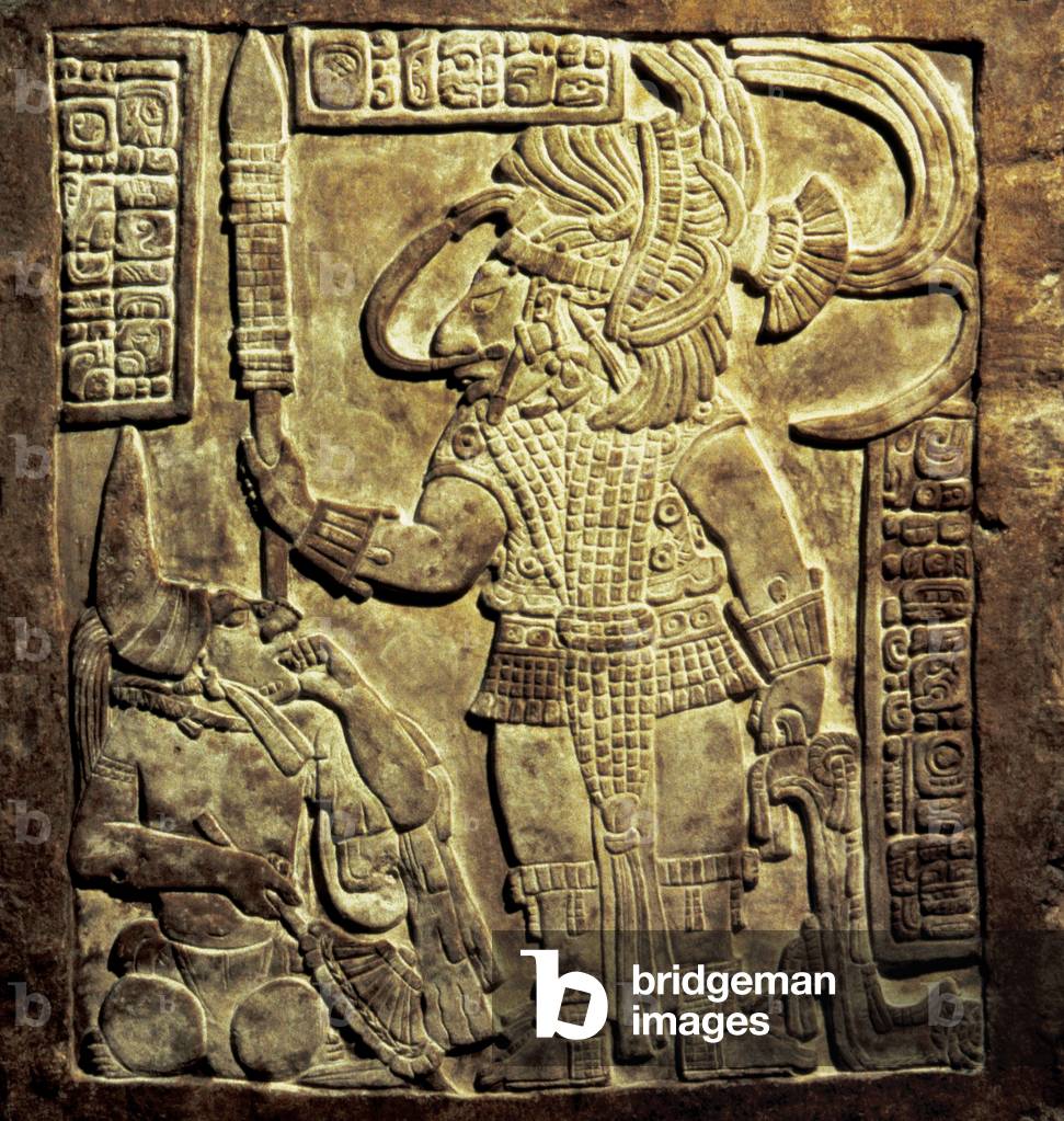 Pre-Columbian art. Lintel 16 from Yaxchilan, Late Classic Maya. 8th century. British Museum.