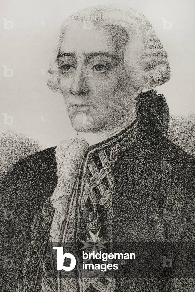 Jorge Juan y Santacilia. Spanish naval officer and scientist. 1867, lithography
