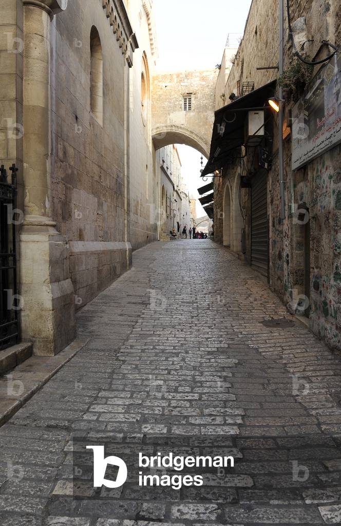 Israel. Jerusalem. Via Dolorosa with the Arch of Ecce Homo.