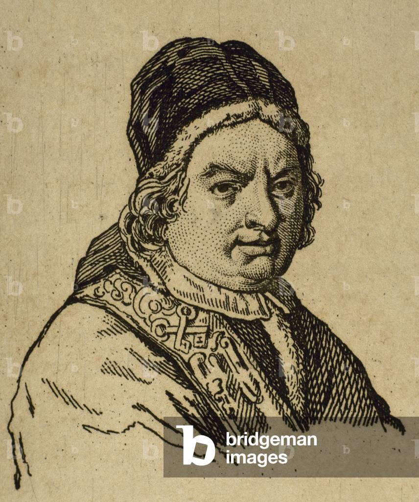 Benedict XIV (1675-1758), Italian Pope (1740-1758), Portrait (engraving)