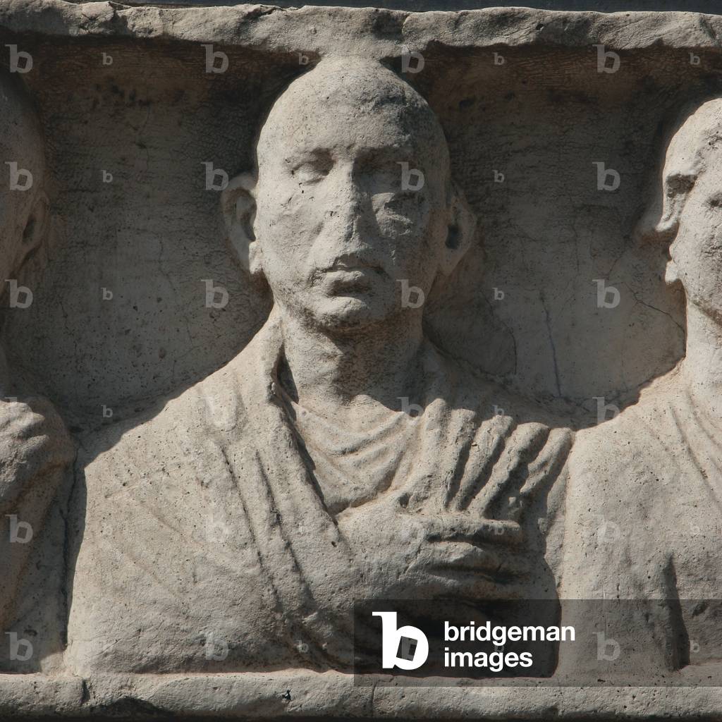 The Appian Way. Funerary monument.  Deceaseds. Relief.  Rome. Italy.