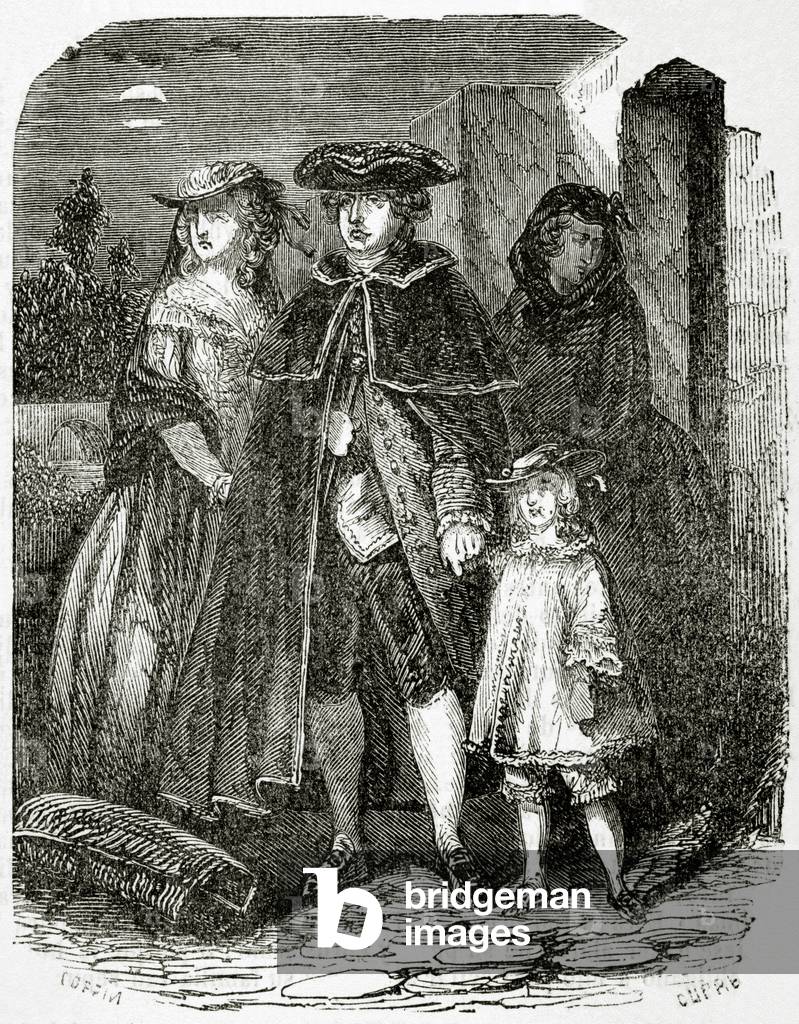 Escape of Louis XVI (1754-1793) and his family, 1791 (engraving)