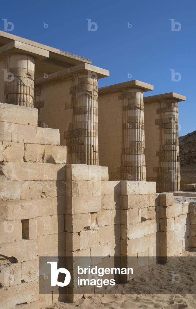 Egypt, Saqqara, Djoser's complex, Colonnade acces, Detail.