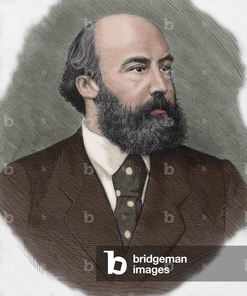 Ricardo Augusto Pereira Guimaraes (1830-1889). Portuguese writerjournalist and politician. Portrait. Engraving