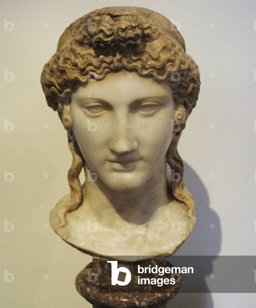 Marble head of Isis, Age Claudia, Imperial era, Roman Empire, From the Ekklesiasterion, Temple of Isis, Pompeii, Italy